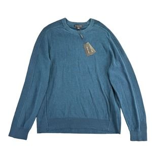 Michael Kors Mens Garment-Dyed Crewneck Sweater Blue 2XL